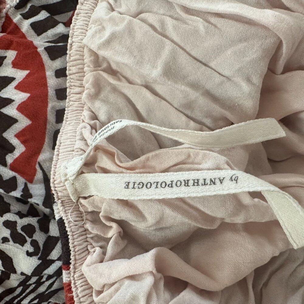 Anthropologie Tiered Maxi Dress V Neck Flutter Sleeve Southwestern Size M - Picture 10 of 11